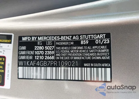 2023 Mercedes-Benz C 300 Sedan из США, поврежденный, VIN W1KAF4GB7PR109021